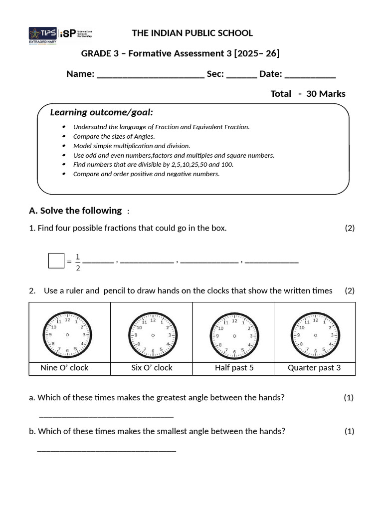 Learning Outcome/goal | PDF | Elementary Mathematics