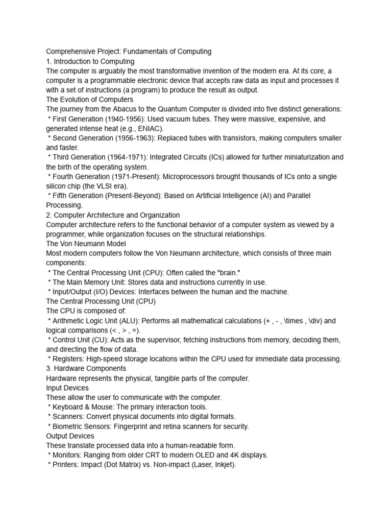 Comprehensive Project - Fundamentals of Computing | PDF | Computer Data ...