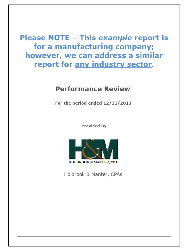 Manufacturing Sample Performance Review | PDF | Debt | Equity (Finance)
