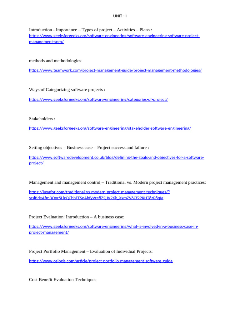 Unit 1 Notes | PDF | Project Management | Economies