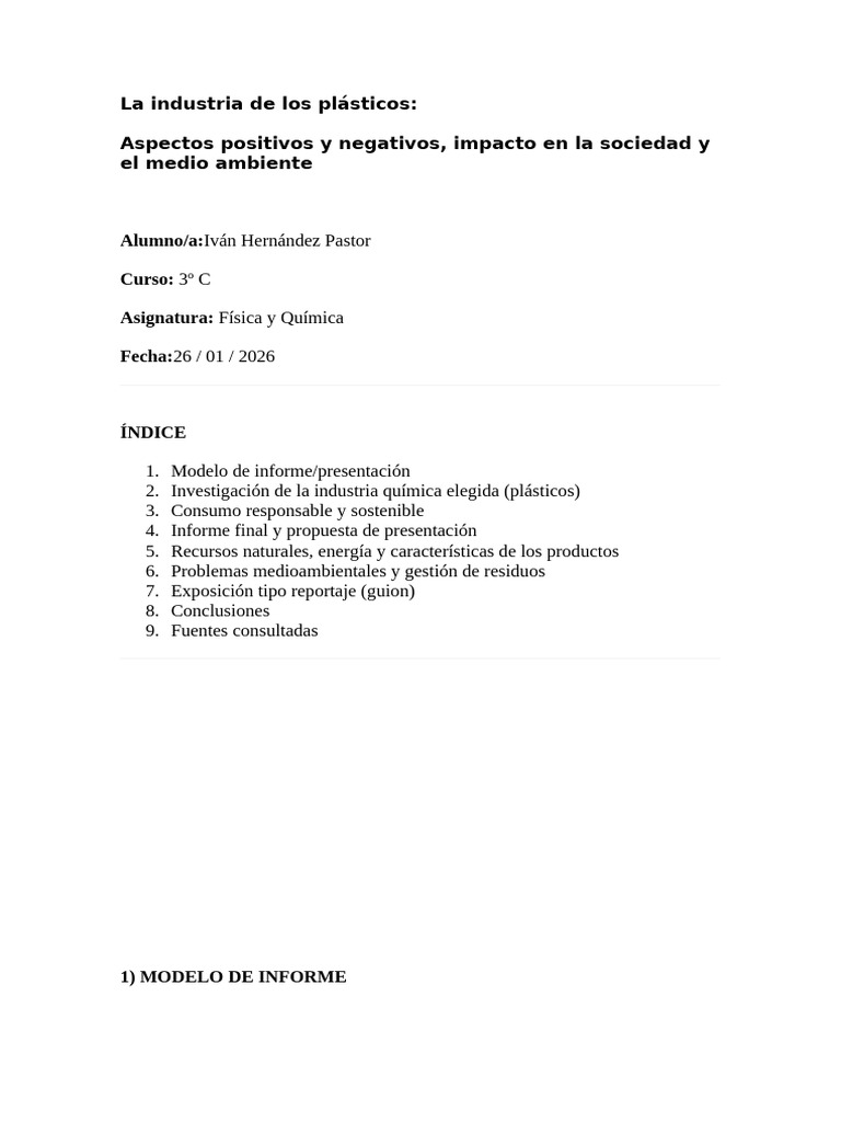 La Industria de Los Plásticos. Final | PDF | Residuos | El plastico