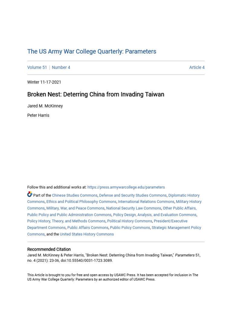 Broken Nest_ Deterring China From Invading Taiwan | PDF | Taiwan ...