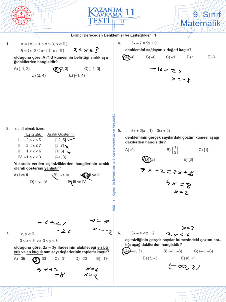 9 SNF Somestr Odevi Matematik PDF | PDF