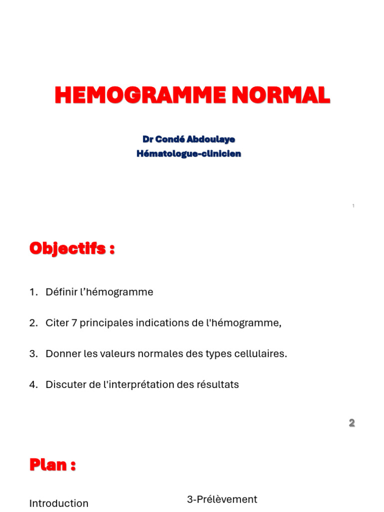 Hemogramme Normal | PDF | Sang | Maladies et troubles