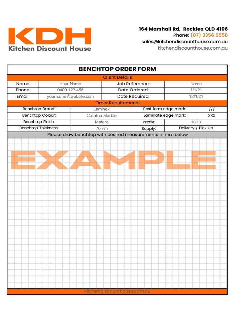 KDH OrderForm Benchtop-Example | PDF