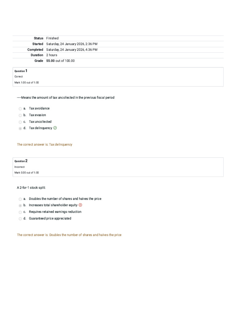 Model Exam Ext 1 - Attempt Review - DU | PDF | Debits And Credits ...