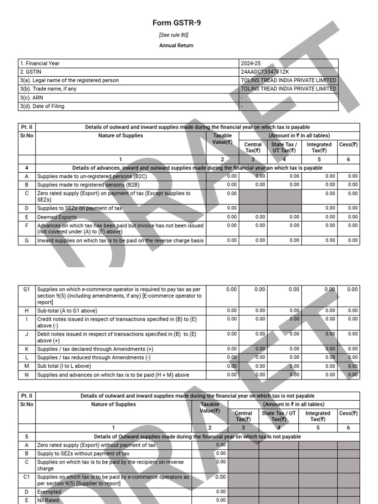 GSTR9 24aadct3347f1zk 032025 | PDF | Taxes | Government Finances