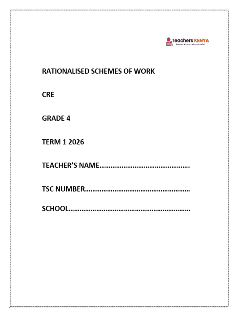 Term 1 Grade 4 Cre Schemes of Work | PDF | Abraham | Bible
