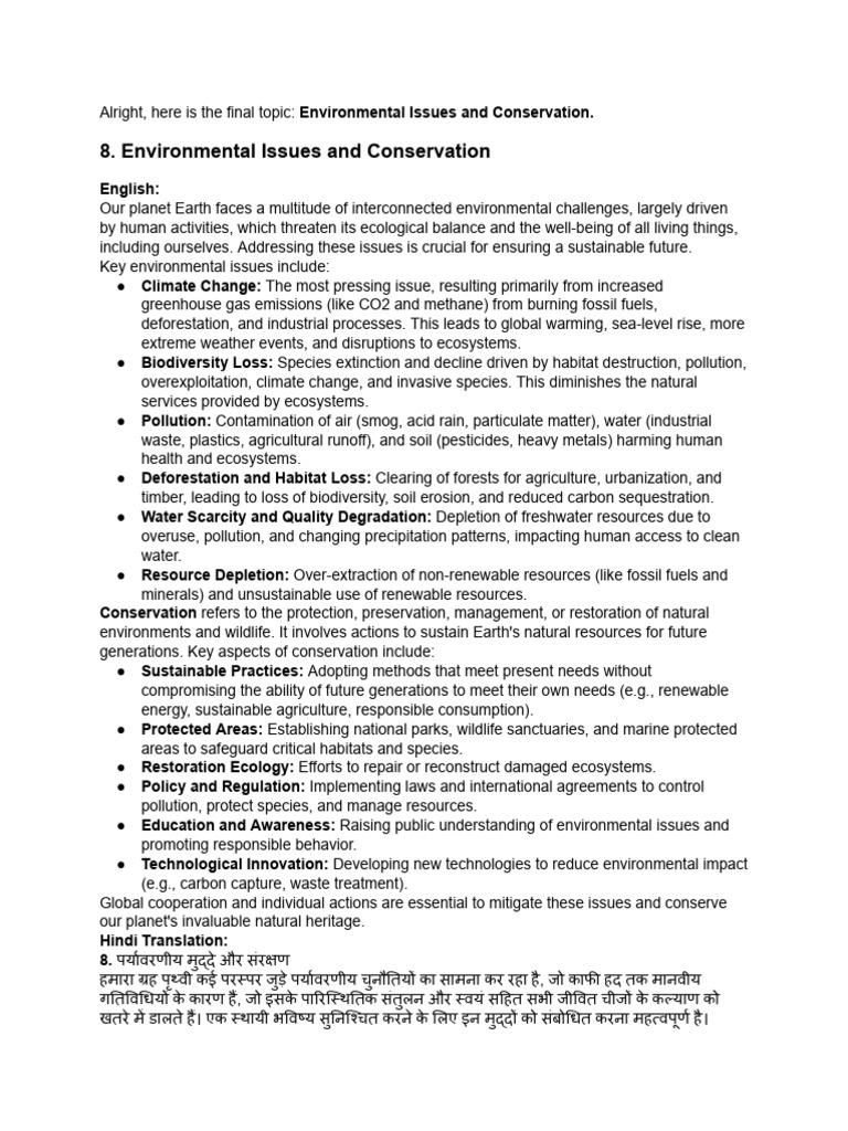 Environmental Issues & Conservation | PDF
