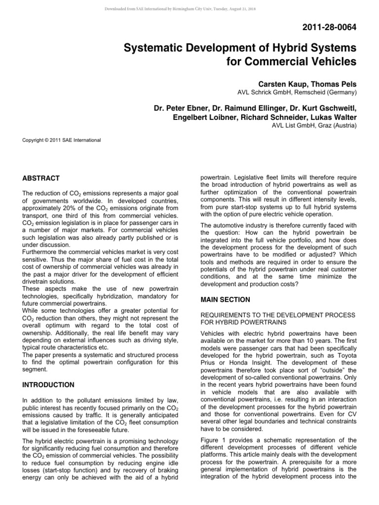 Systematic Development of Hybrid Systems | PDF | Hybrid Electric ...