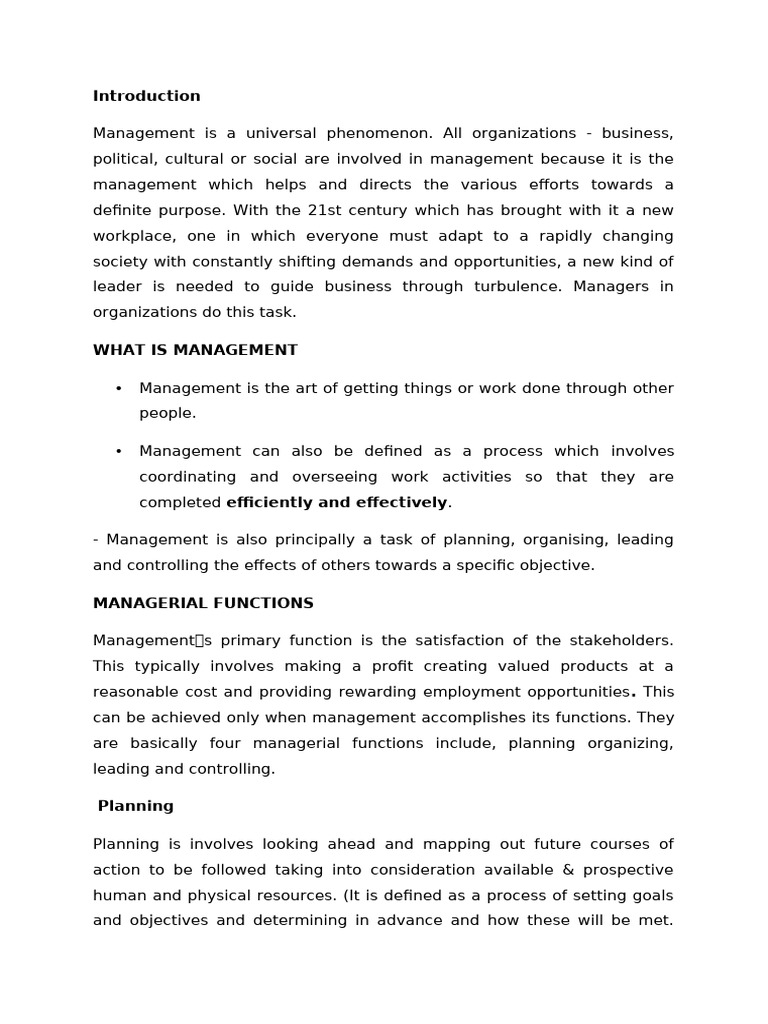 BM Introduction to management - Copy | PDF | Goal | Entrepreneurship