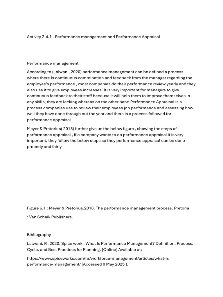 Activity 2.4.1 - Performance Management and Performance Appraisal | PDF
