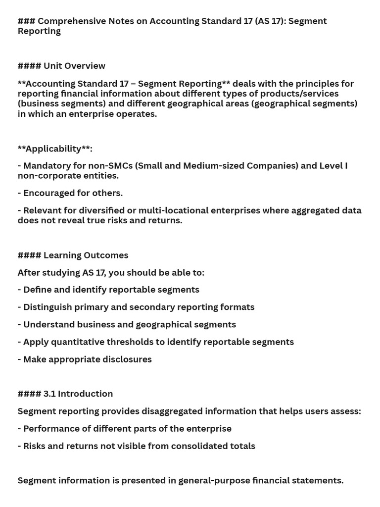 Notes On AS Segment Reporting | PDF | Expense | Risk