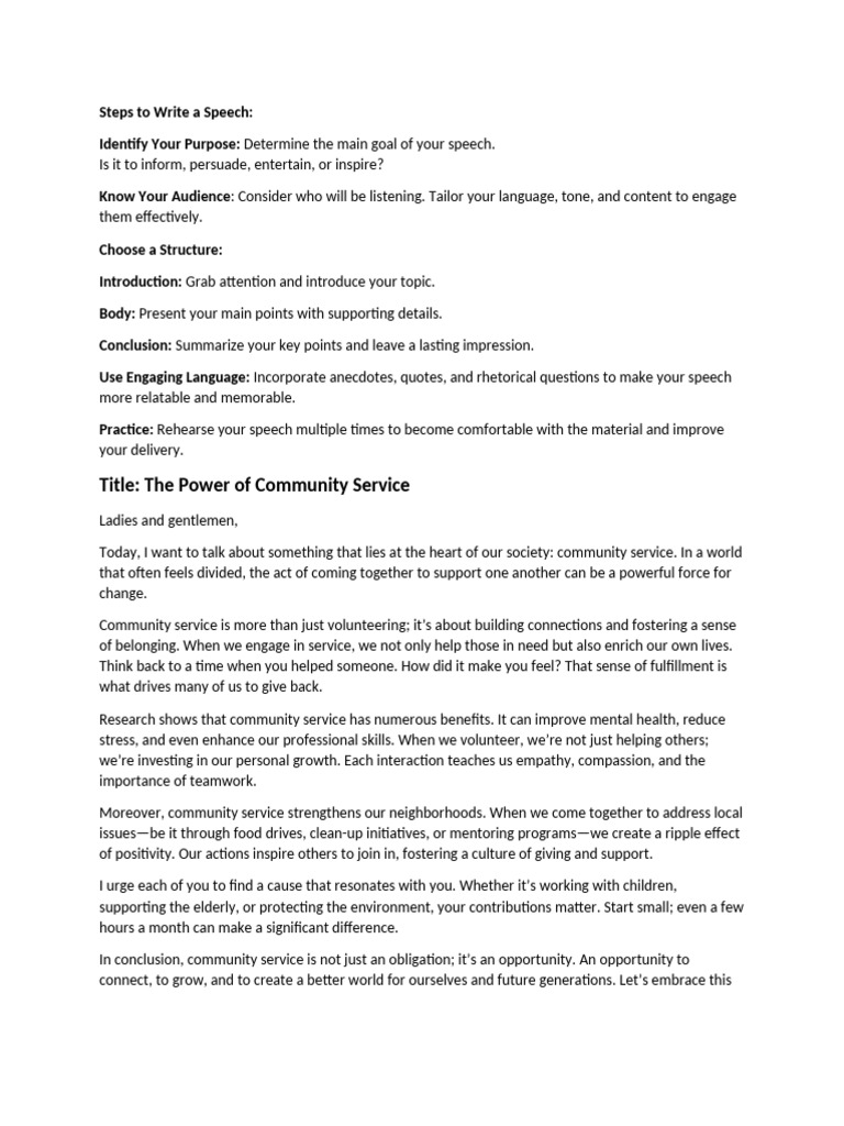 Steps To Write A Speech | PDF | Community | Cognition