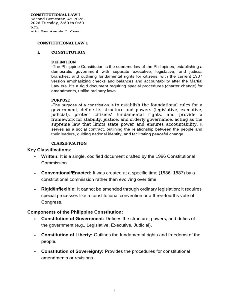 NOTES 1 | PDF | Constitution | Judicial Review
