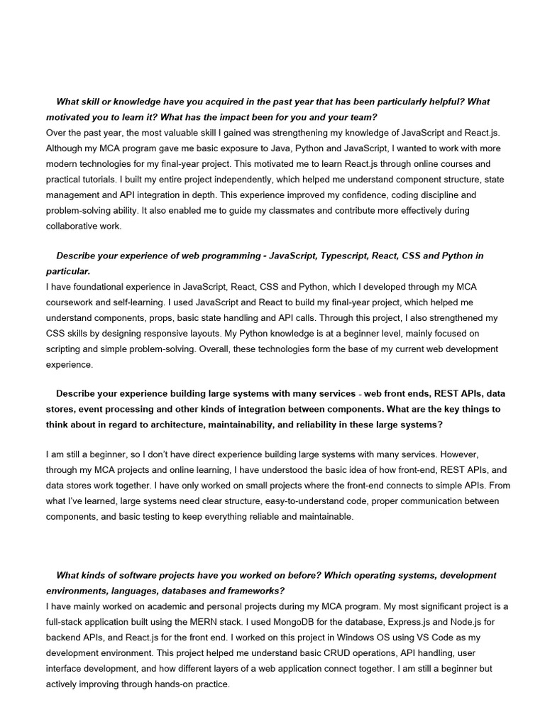 Canonical Written Interview Template | PDF | Java Script | Software ...