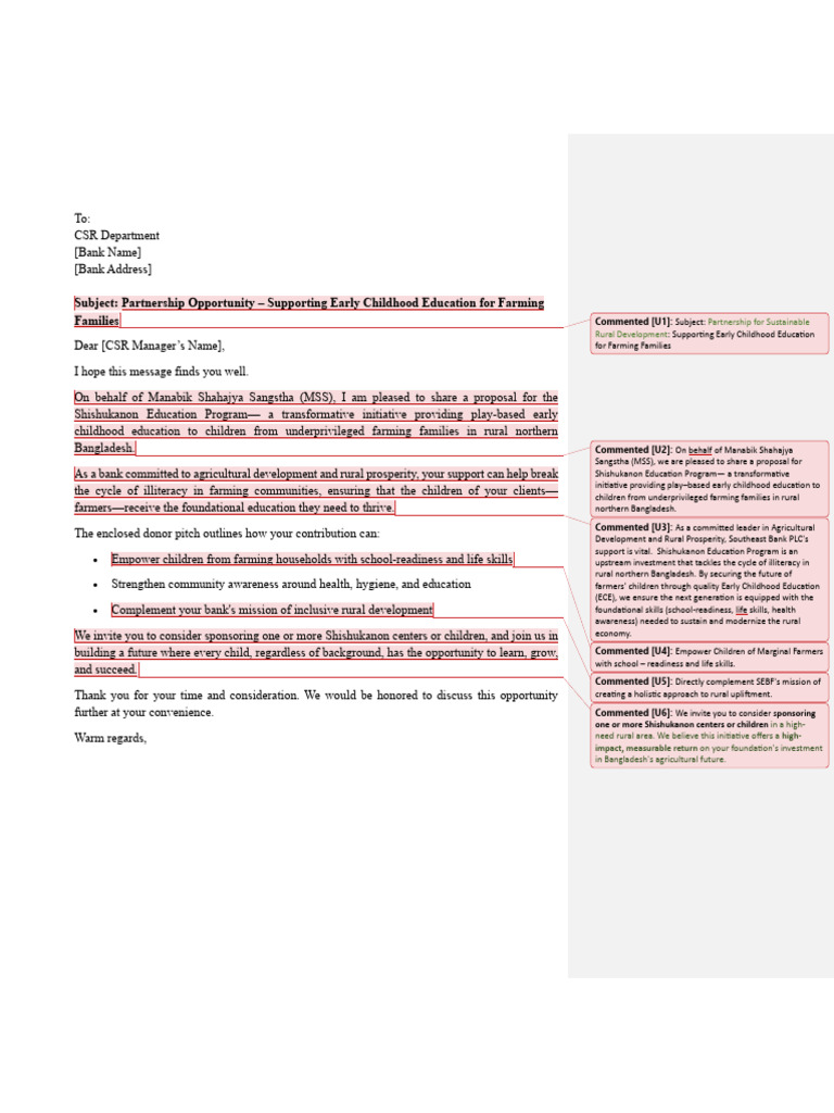Bank CSR Application - Edits | PDF | Early Childhood Education
