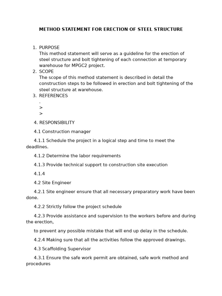 MS - Steel Erection - Warehouse - 21CDC Draft | PDF