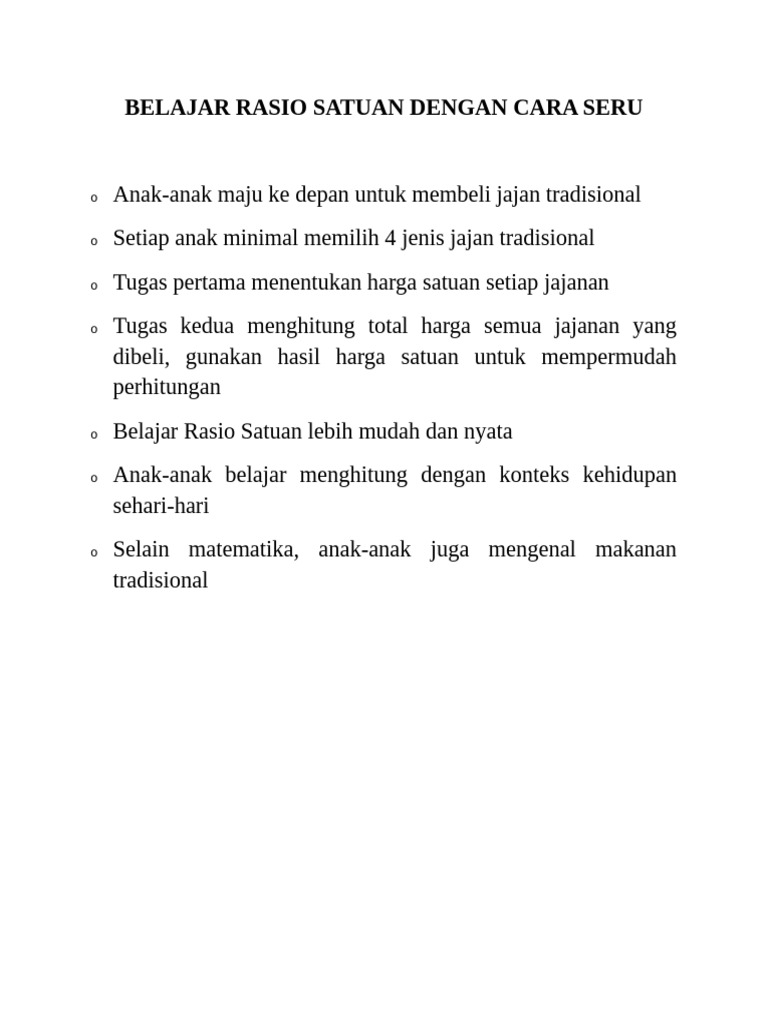 Belajar Rasio Satuan Dengan Cara Seru | PDF