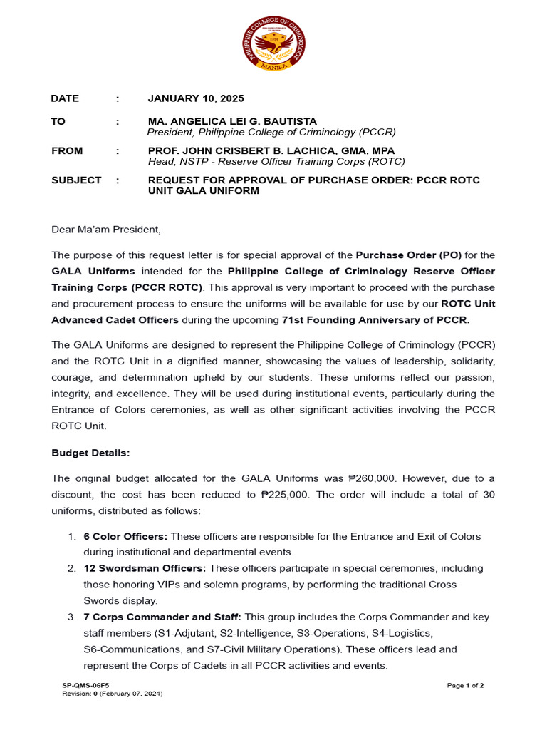 Rotc Request - 024 (Op) | PDF