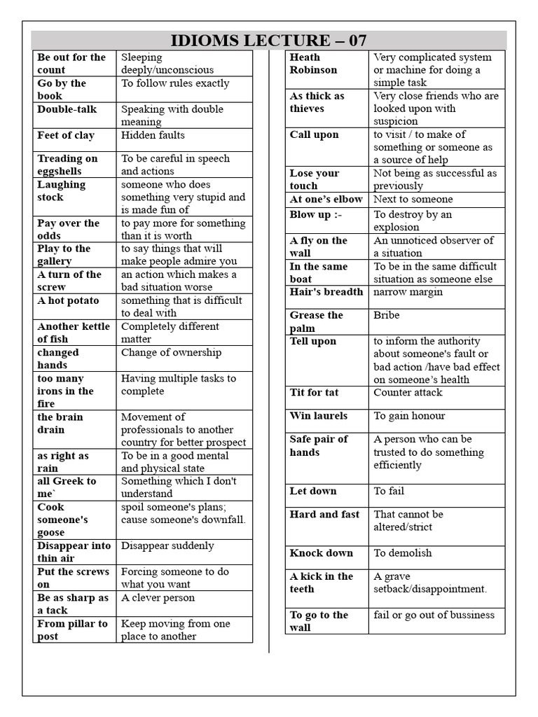 Idioms Lec-7_concise (1) | PDF