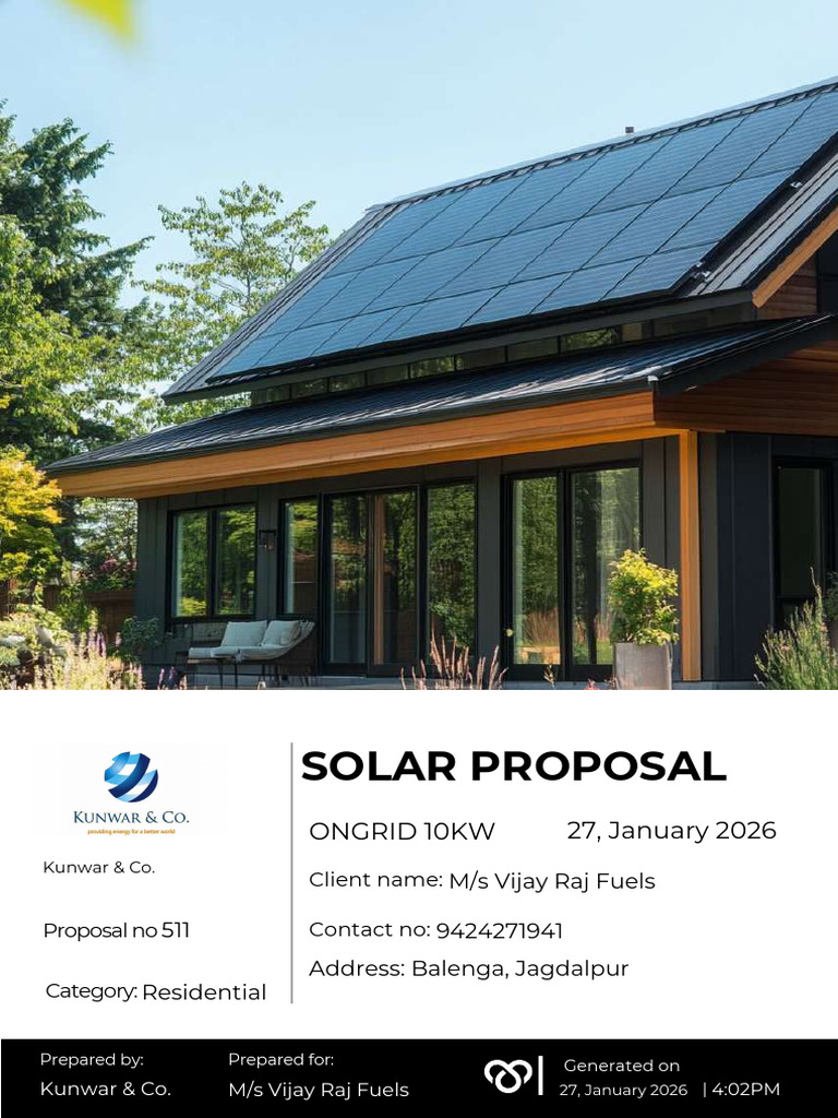 Ms - Vijay Solar Proposal Ongrid 10kw | PDF | Photovoltaic System ...