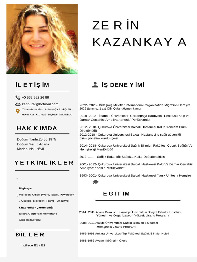 Zerin Kazankaya - Ozgeçmiş CV Son | PDF