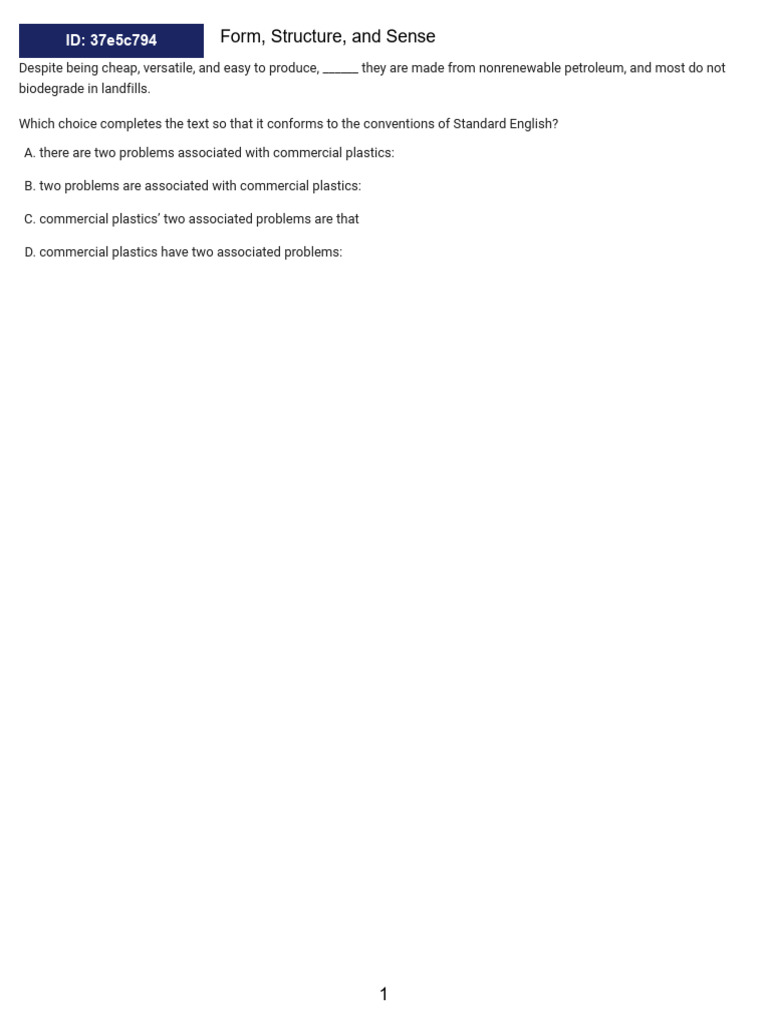 SAT RW, Form, Structure, and Sense, H | PDF | Fungus