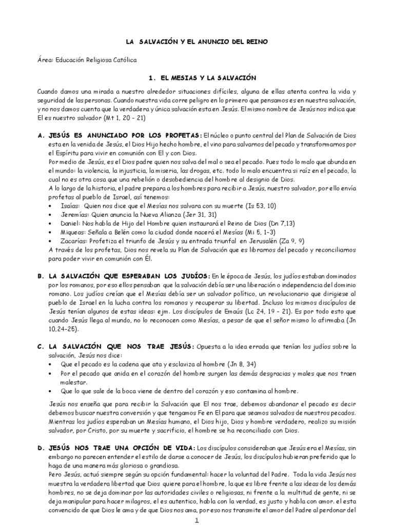 El Mesias La Salvacion y El Mesias PDF Reinado y reino de dios