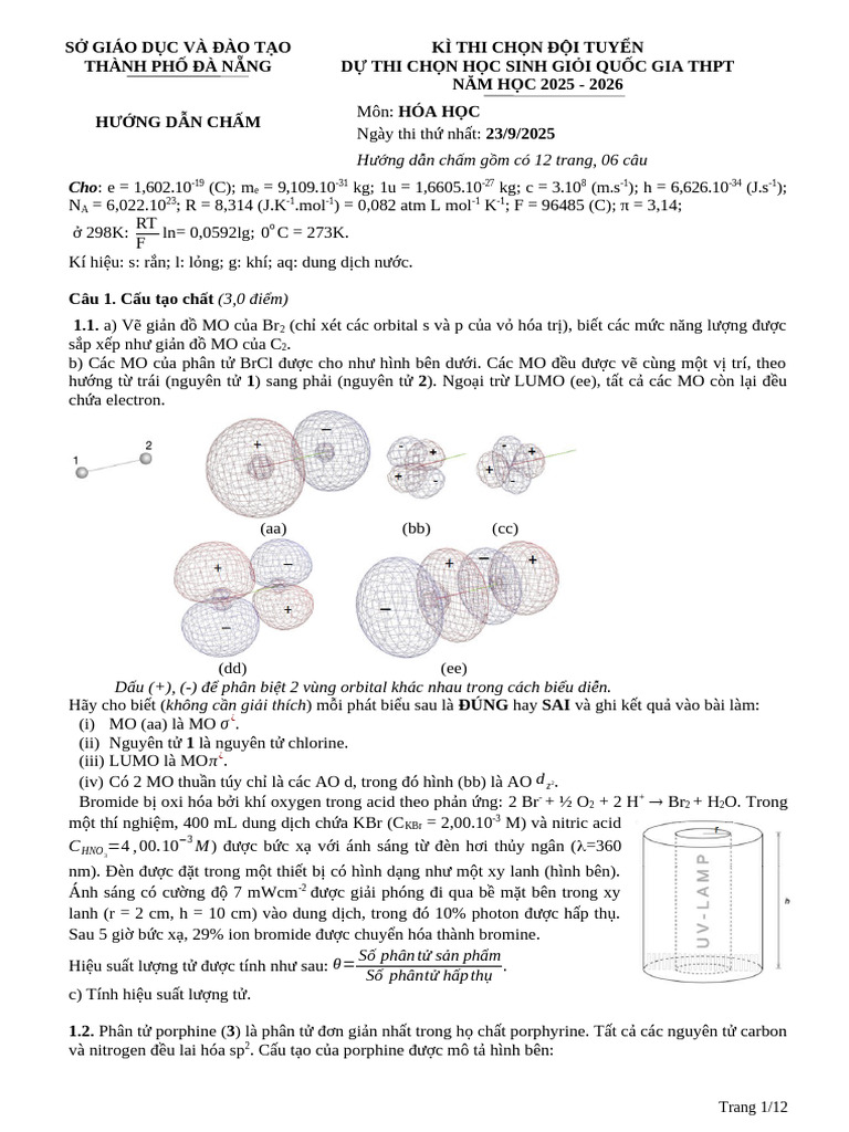 25-26 HDC Hoa Hoc Ngay 1 Chinh Thuc | PDF