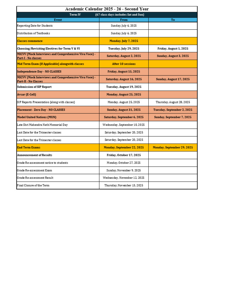 Academic Calendar II Year 2025-26 | PDF | Academic Term | Educational ...