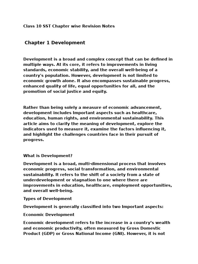 Economics Chapter Wise Revision Notes | PDF | Human Development Index ...