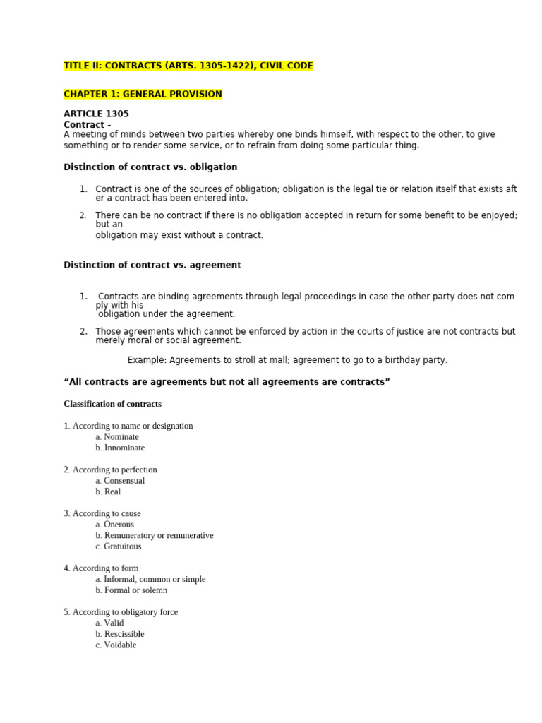 Contracts Final Copy 1 | PDF | Offer And Acceptance | Misrepresentation