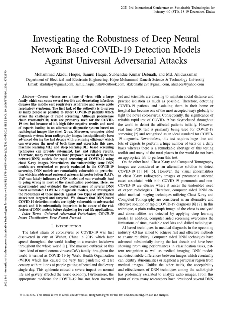 Investigating The Robustness of Deep Neural Network Based COVID-19 ...