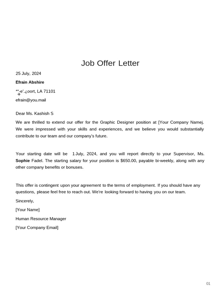Job Offer Letter Template | PDF
