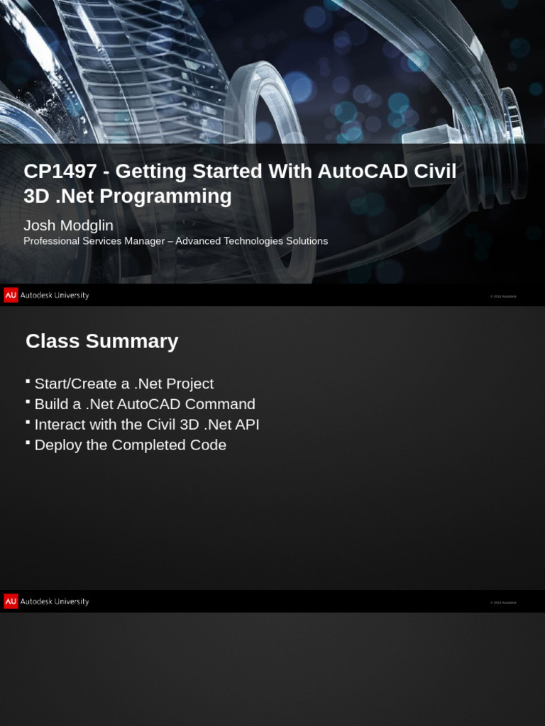 AU2012-CP1497 - Getting Started With AutoCAD® Civil 3D® .NET ...