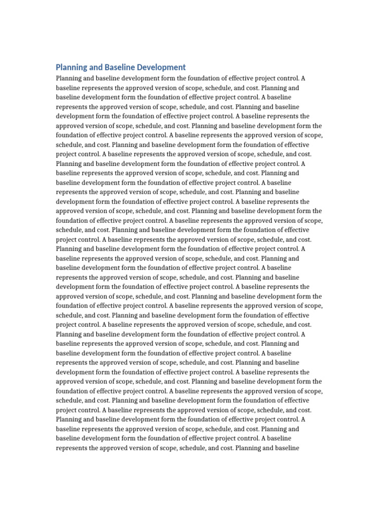 Planning and Baseline Development | PDF