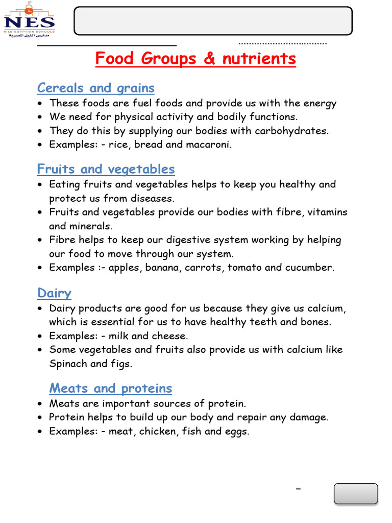 G3 - Block 3 - Unit 5- Lesson 1 | PDF | Foods | Nutrition