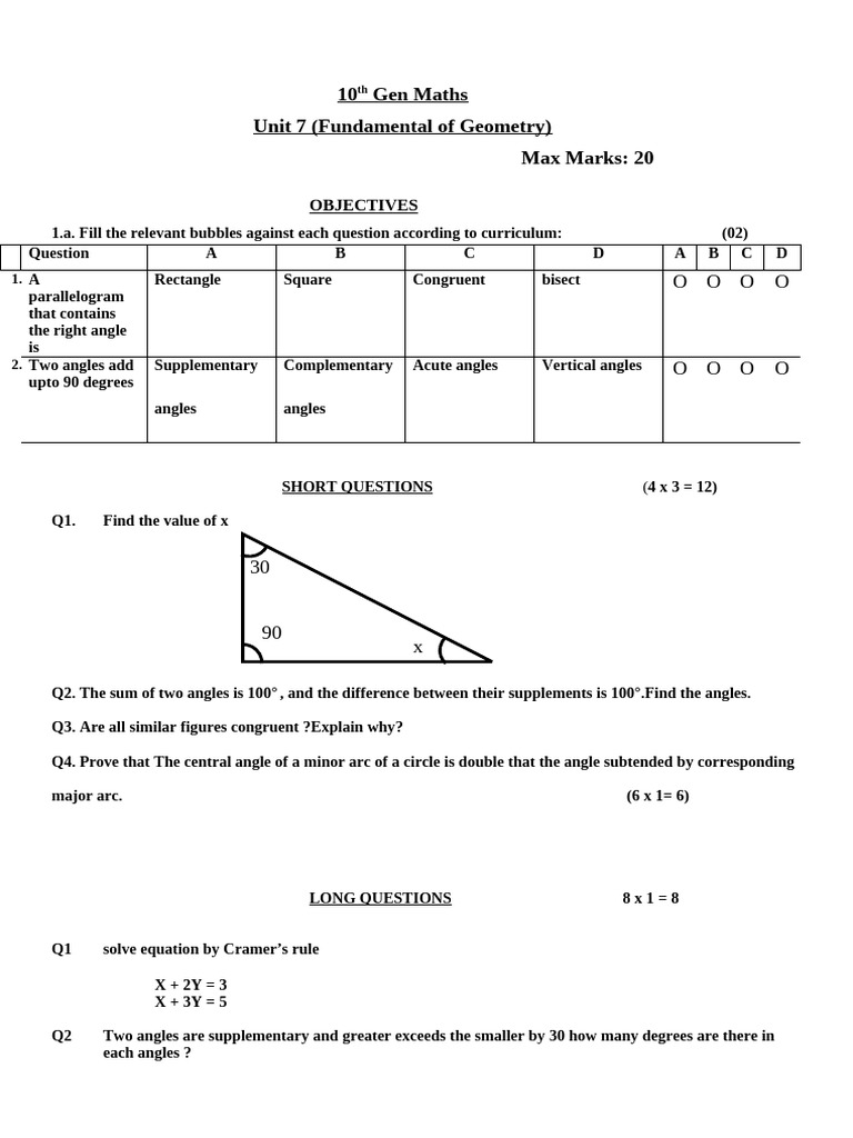 Unit 7 G.Math -X | PDF