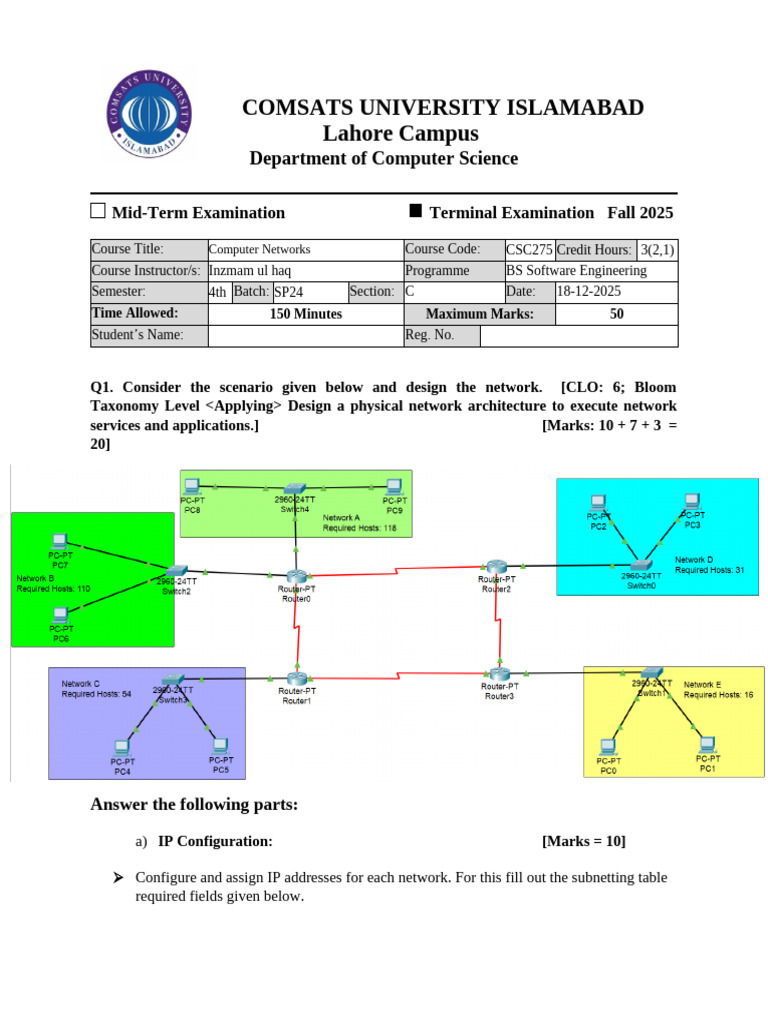Terminal Lab Exam CN SE - 1 | PDF | Transmission Control Protocol ...