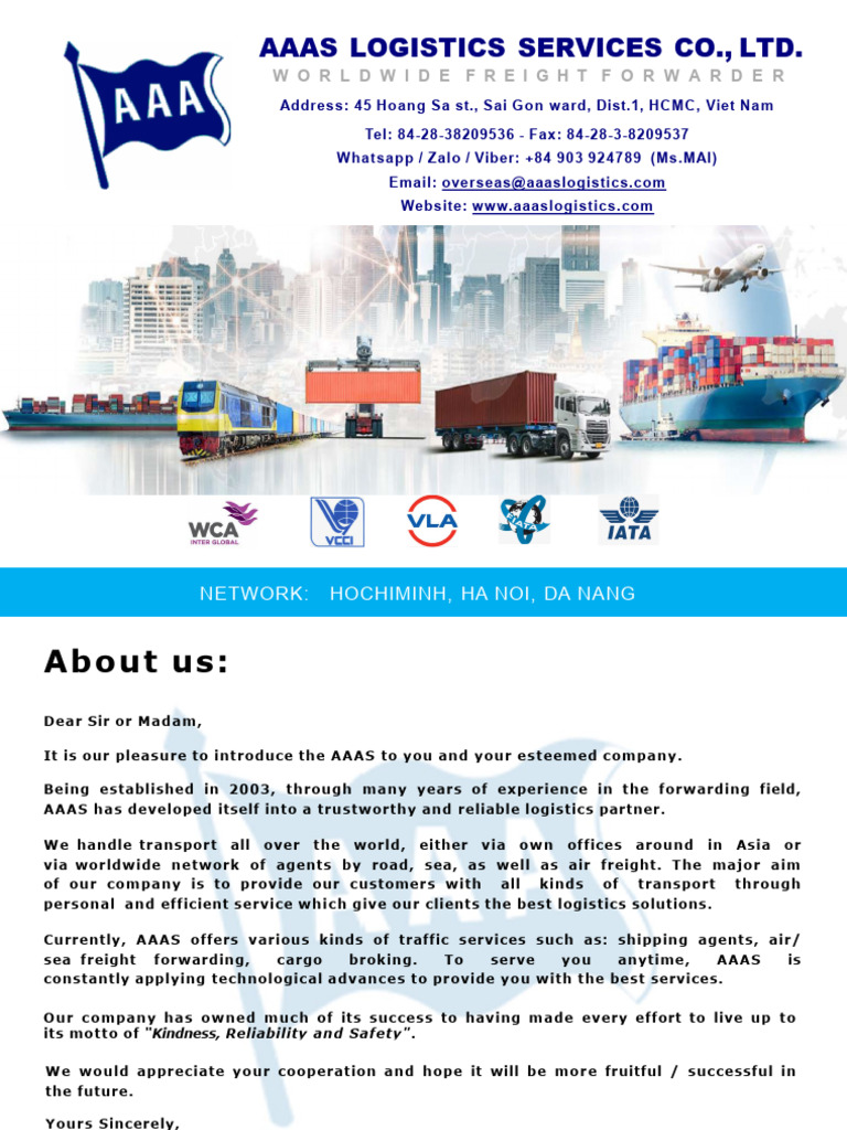 Aaas Logistics Services-Profile | PDF