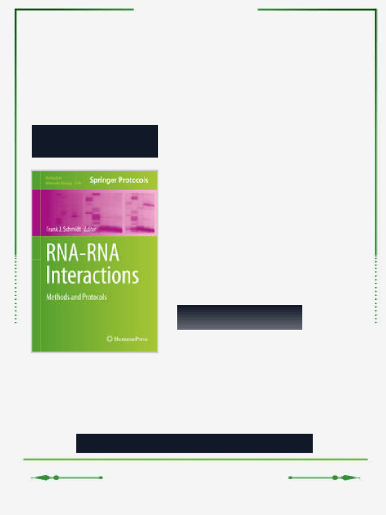 RNA RNA Interactions Methods and Protocols 1st Edition Frank J. Schmidt ...