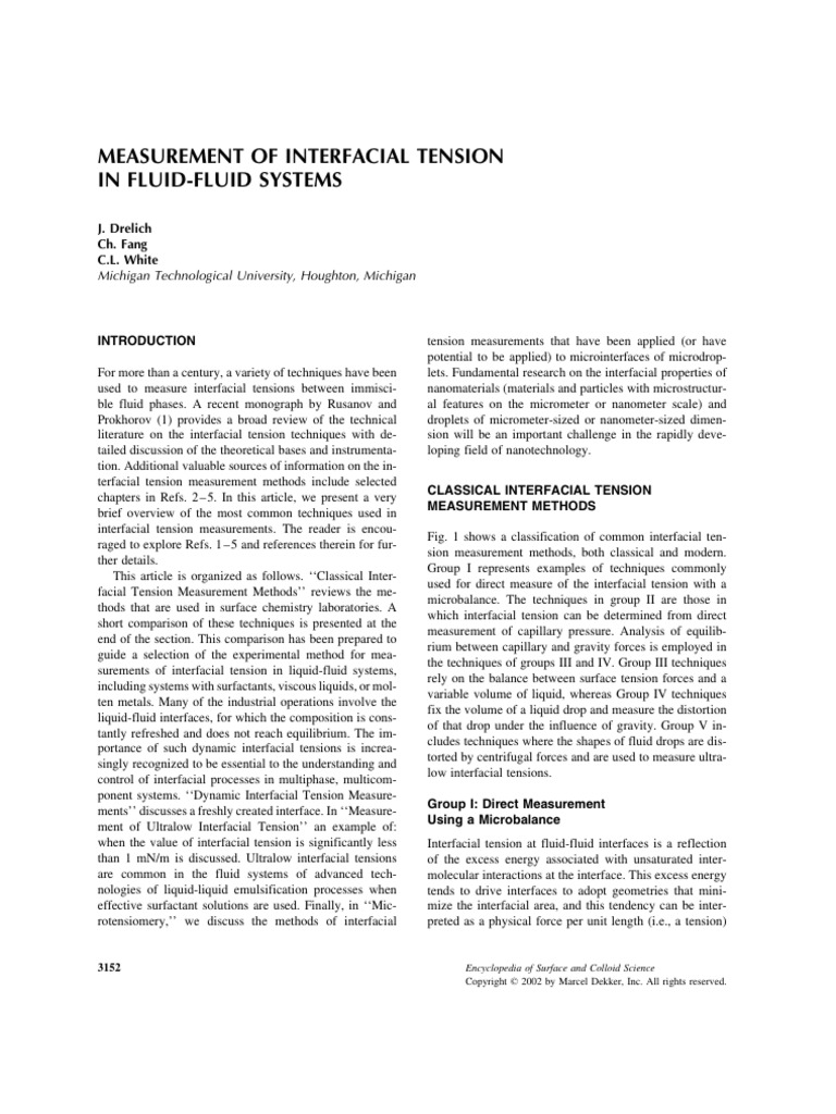 Measurement of Interfacial Tension in FL | PDF | Surface Tension | Wetting