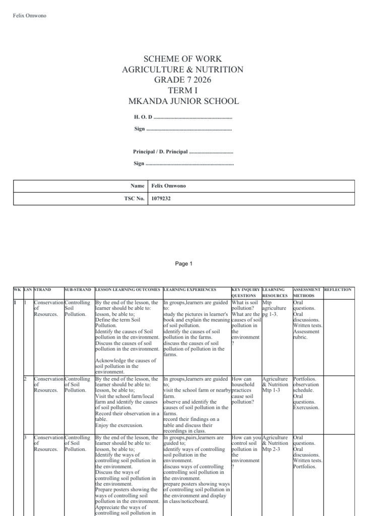 Agriculture & Nutrition Grade 7 Term-I | PDF | Vegetables | Plant Nursery