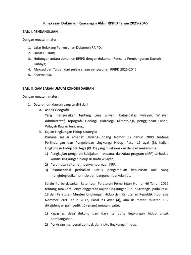 Ringkasan Dokumen RPJPD | PDF