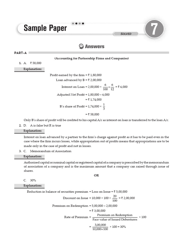 Acc. Sample Paper Answer (7-10) - 1-17 | PDF | Debits And Credits ...