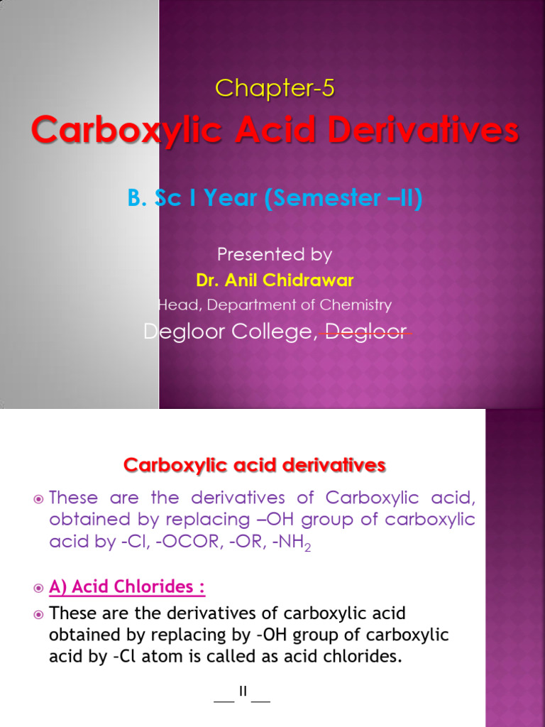 BSc I SEM II Carboxylic Acid Derivatives | PDF | Acetic Acid | Ester