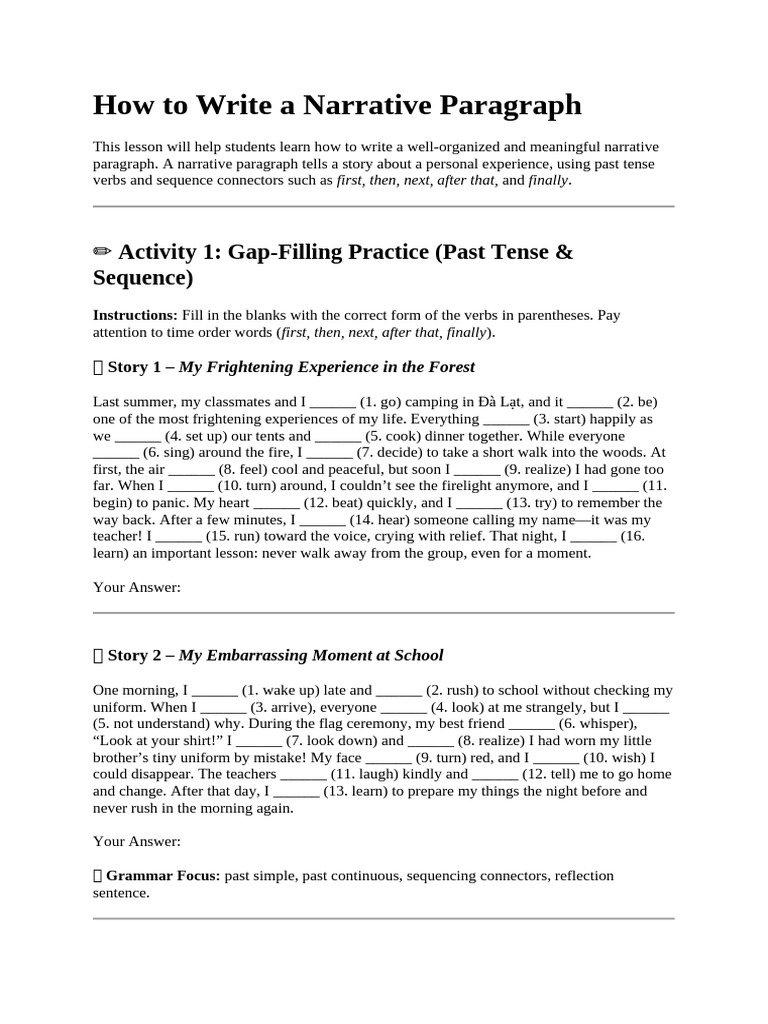 Chapter 6 - How To Write A Narrative Paragraph | PDF