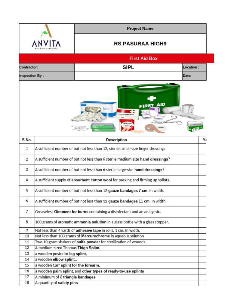 First Aid Checklist | PDF