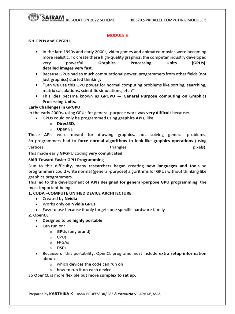PARALLLELCOMPUTING_MODULE5 | PDF | Graphics Processing Unit | Computer ...